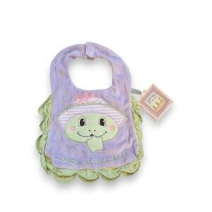 NWT Vintage 2004 Bunnies By The Bay Purple Green Frog Baby Bib "Oops I Croaked"